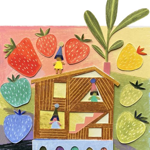 Strawberry summer house illustration by Juliana Penkova