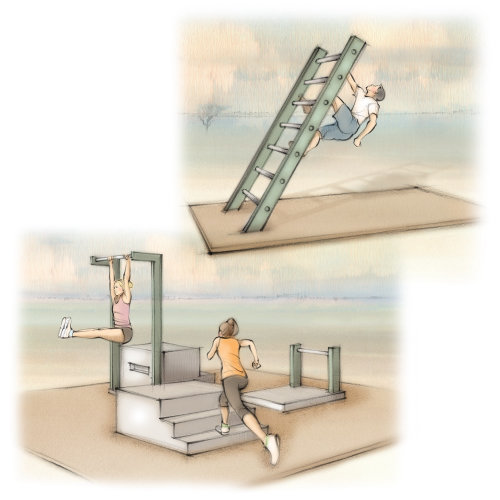 梯子，锻炼，爬坡，跑步，脚步，户外，健身站，步道，健身，锻炼