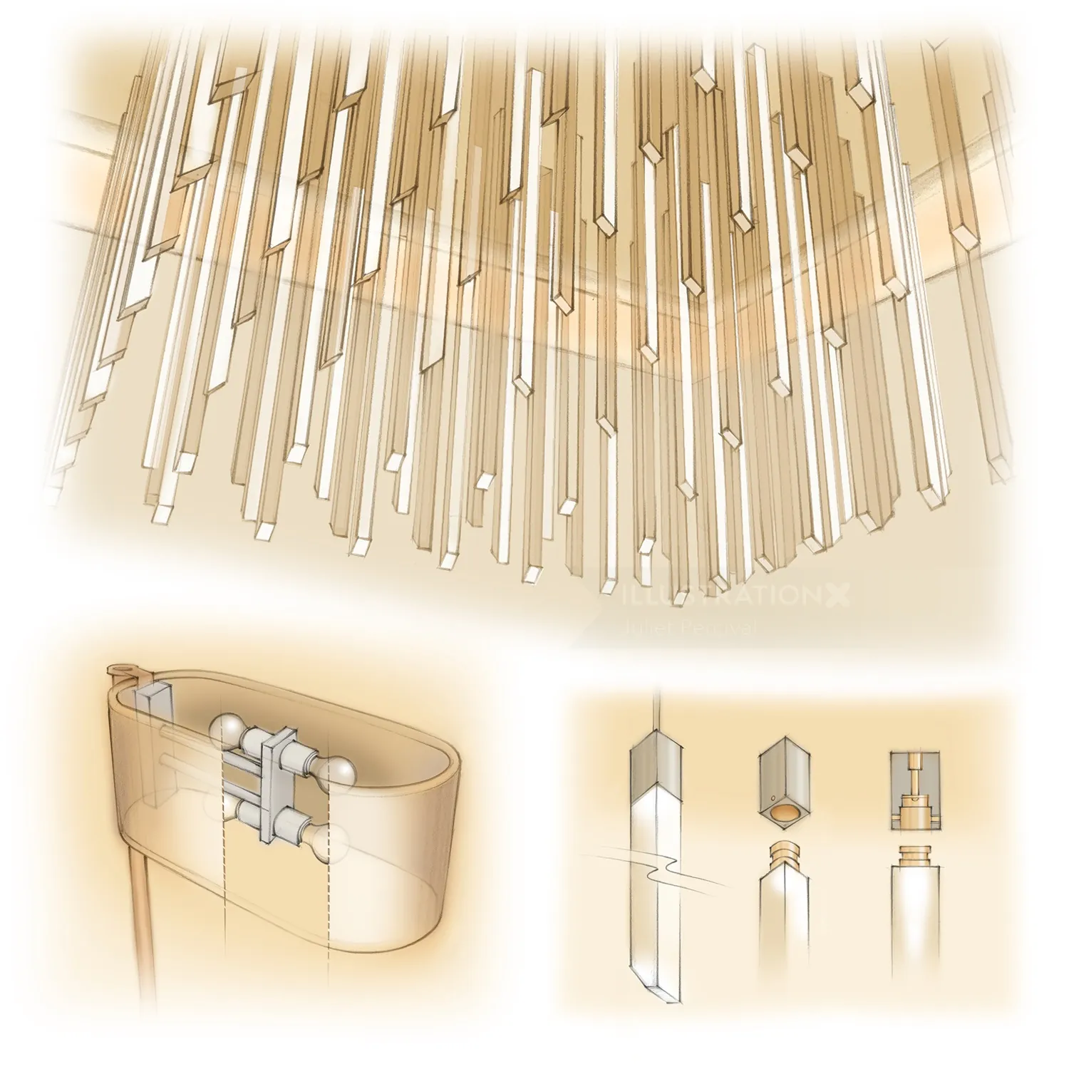 acrylic rod, lighting design, chandelier,