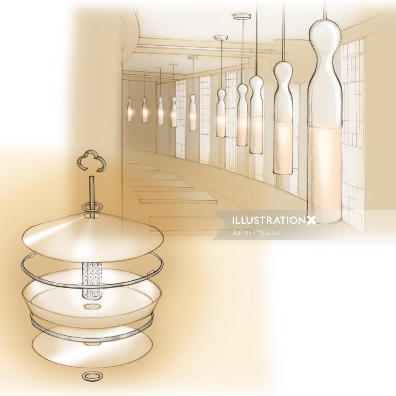 八幡茶屋の装飾照明器具