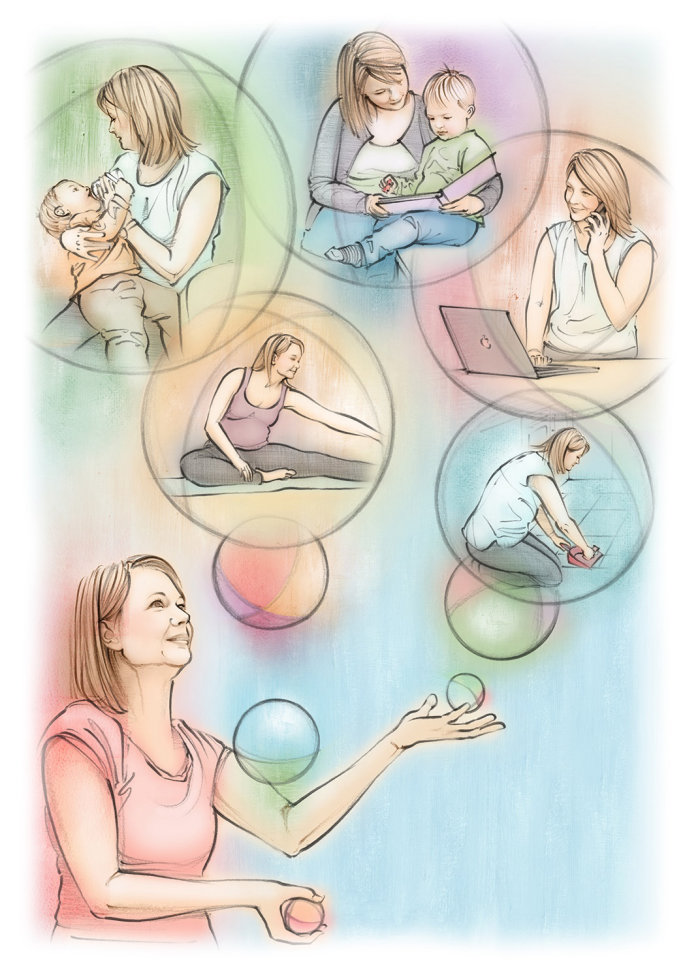 woman, pregnancy, juggling, exercise, housework, mother