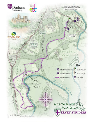 Arte do mapa Elvet Striders Willow Miner Trail Race