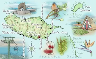 Editorial use road map of Madeira for vacationers