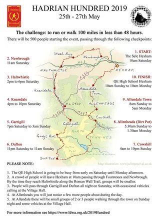 walking route, Hexham, Dufton, Allendale