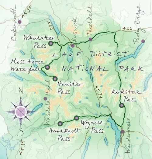 The Lakes, Honister, Hardknott, Whinlatter, Moss Force, Kirkstone, Cumbria