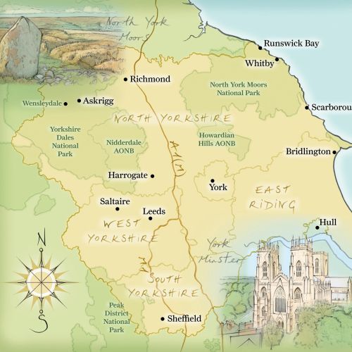 moors, York Minster, cathedral, dales, national parks, hand drawn, cartography
