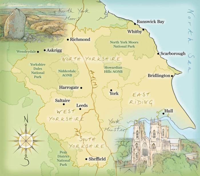 landes, York Minster, cathédrale, vallées, parcs nationaux, dessinés à la main, cartographie