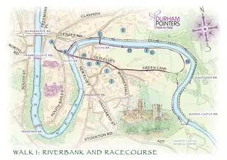 Durham cathedral, market place, river wear, Elvet, cartography, traditional, hand drawn, tourist map