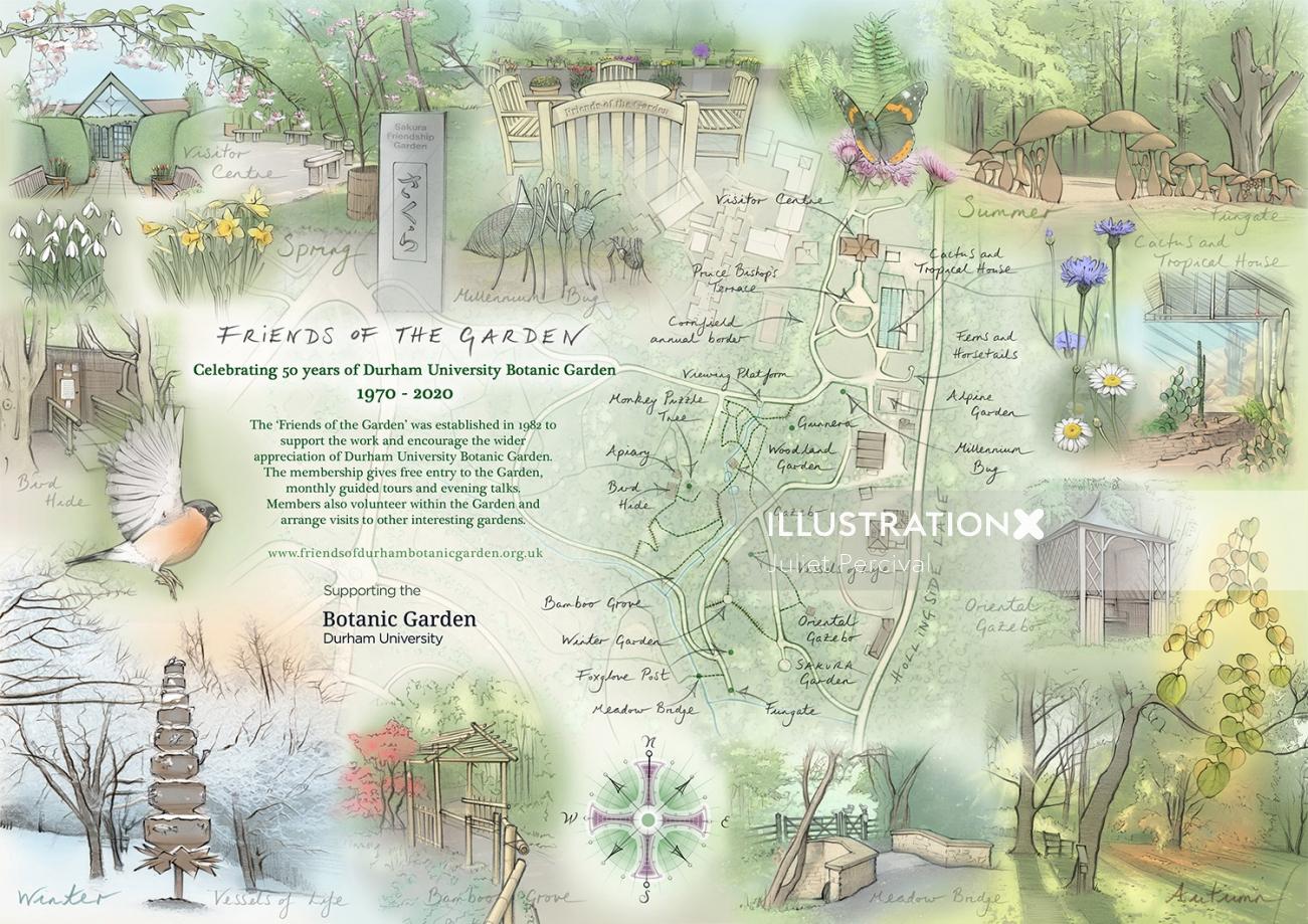 ジュリエット・パーシヴァルによる「Friends of the Garden」マップ デザイン