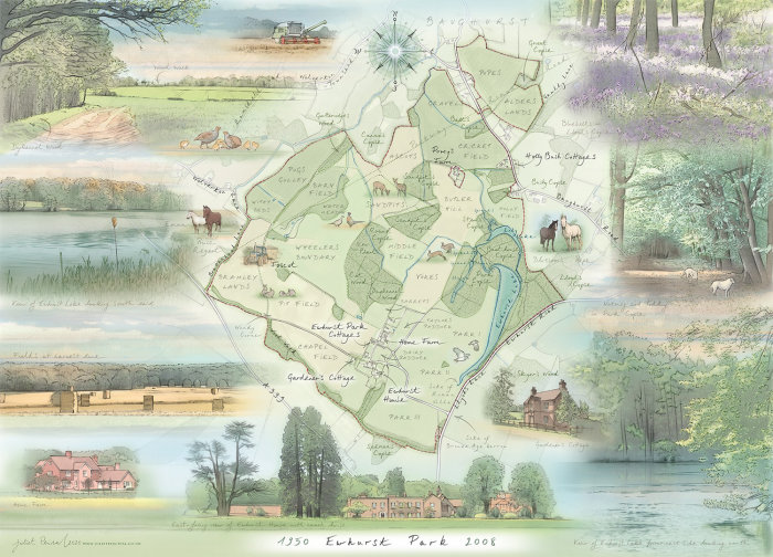 显示尤赫斯特公园庄园的地图