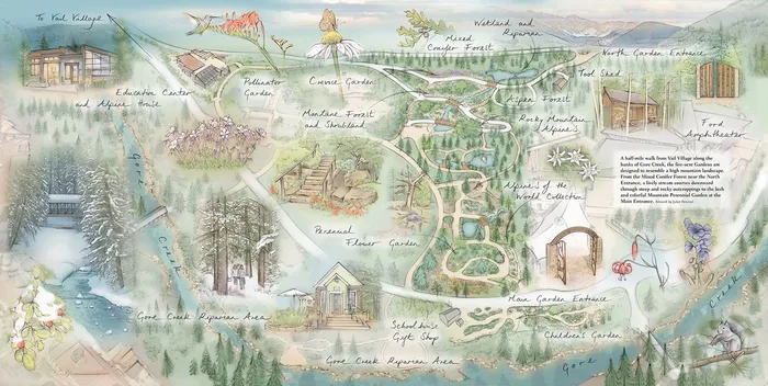 A double-page map for "On the Road of the Rocky Mountains"