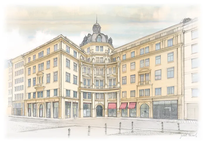 Illustration of Egon Zehnder building on Promenadeplatz in Munich