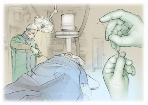 Clinician manipulating guidewire tip in radiology theatre by Juliet Percival