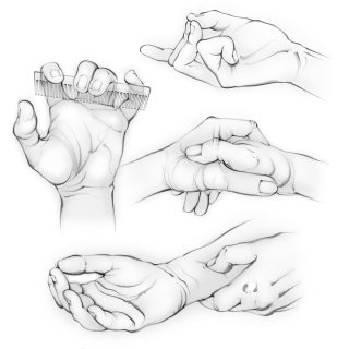 mãos, acupressão, dedos, polegar