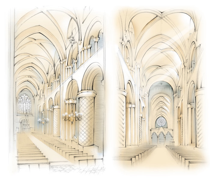 2011 : construction de la « nef de la cathédrale de Durham vue est et ouest »
