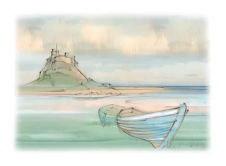 Elegant depiction of Holy Island