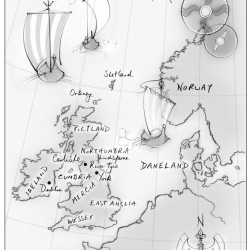 map, England, United Kingdom, viking, traditional, pencil, hand drawn