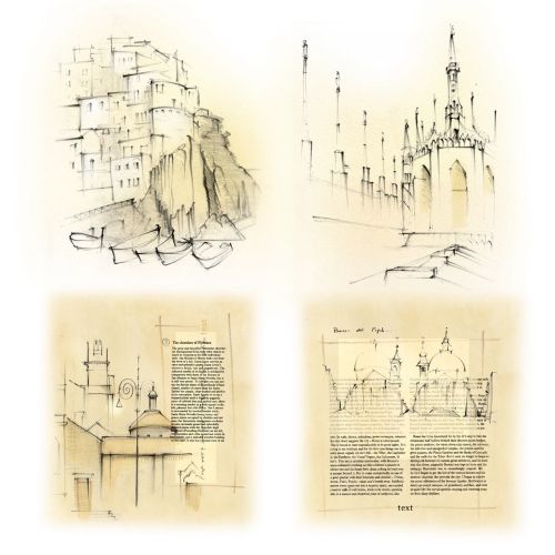 Italy, travel, Milan, Duomo, travel sketch. Manarola, Rome, fishing village, pencil, traditional