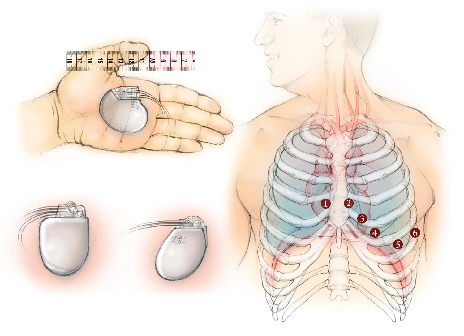 ECG, pacemaker, heart, ribs, anatomy, lungs