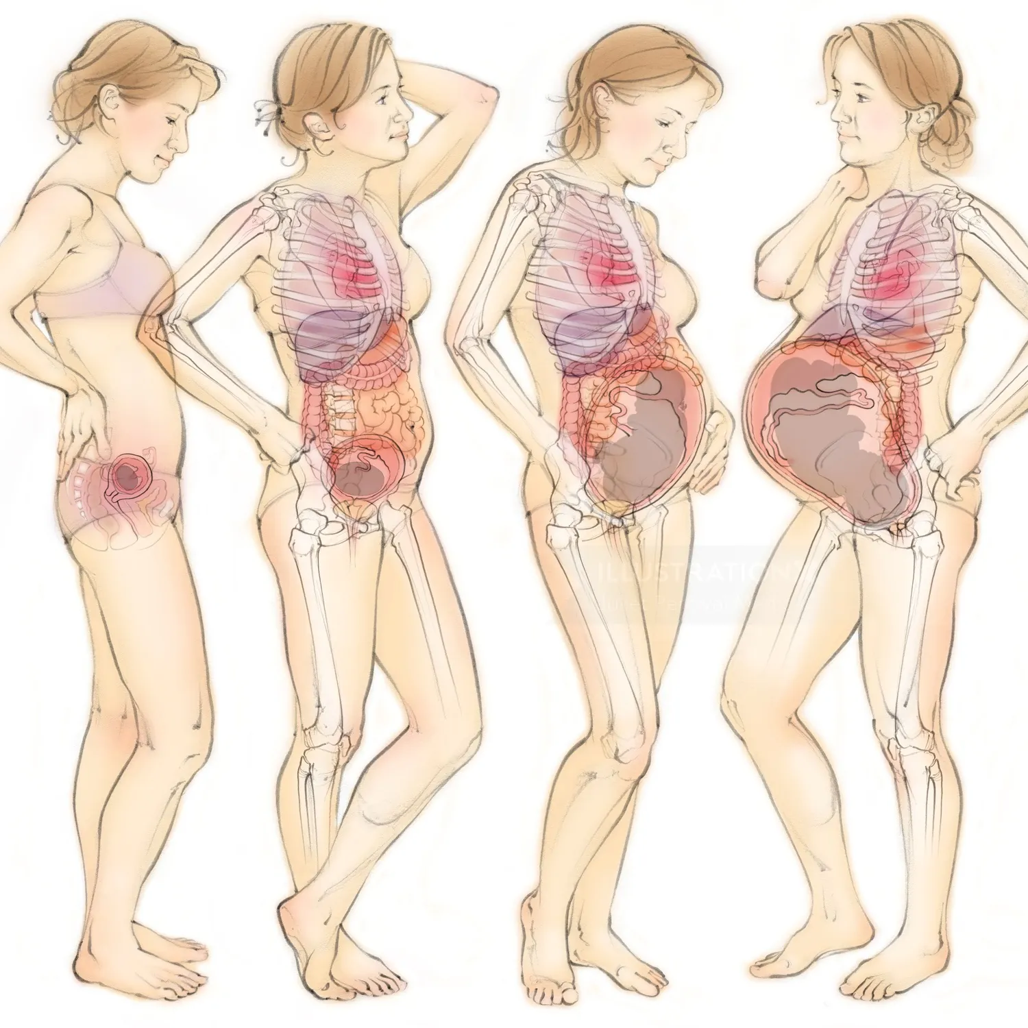 Anatomy of Pregnancy | Illustration by Juliet Percival Medical, image size:1500x1500