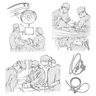 Cirurgia de cólon, sala de operações, cirurgiões, médico,