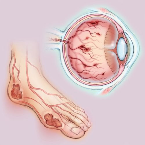 diabetes, eye, anatomy, medical illustration, foot