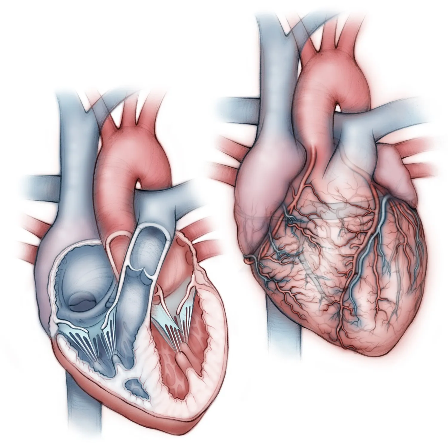 heart, anatomy, coronary artery, pulmonary artery, pulmonary vein, atria, ventricles, aorta