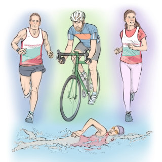 corrida, ciclismo, natação, estilo de vida saudável e adequado