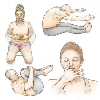 exercise, relaxation, meditation, nostril breathing, figures, male, female