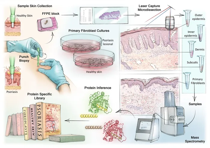 Diagram showing sample skin collection and laser capture microdissection process
