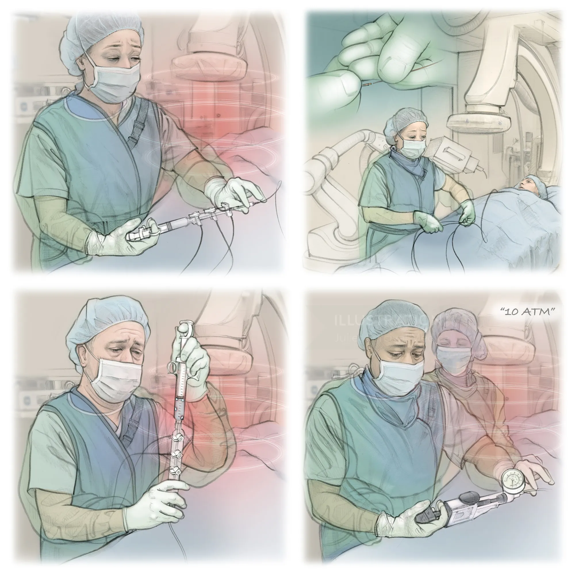Clinician manipulating guidewire and devices using Machnet robot for PCI by Juliet Percival Medical