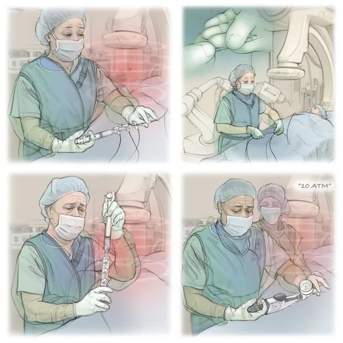 Clinician manipulating guidewire and devices using Machnet robot for PCI by Juliet Percival Medical