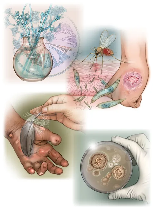 Illustrations of skin diseases and pathogens by Juliet Percival Medical