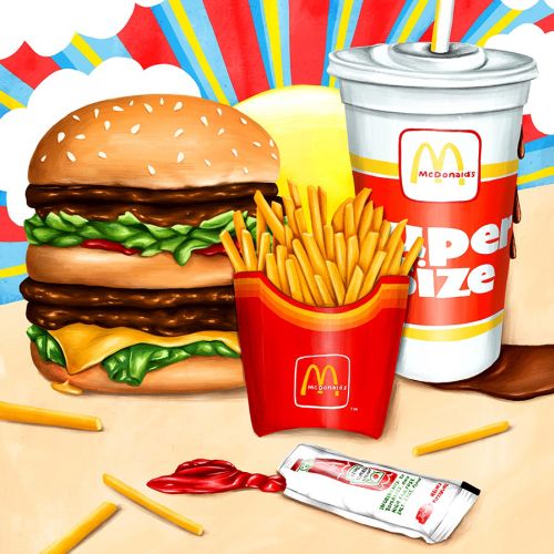 Photorealistic illustration of McDonald’s Burger Meal