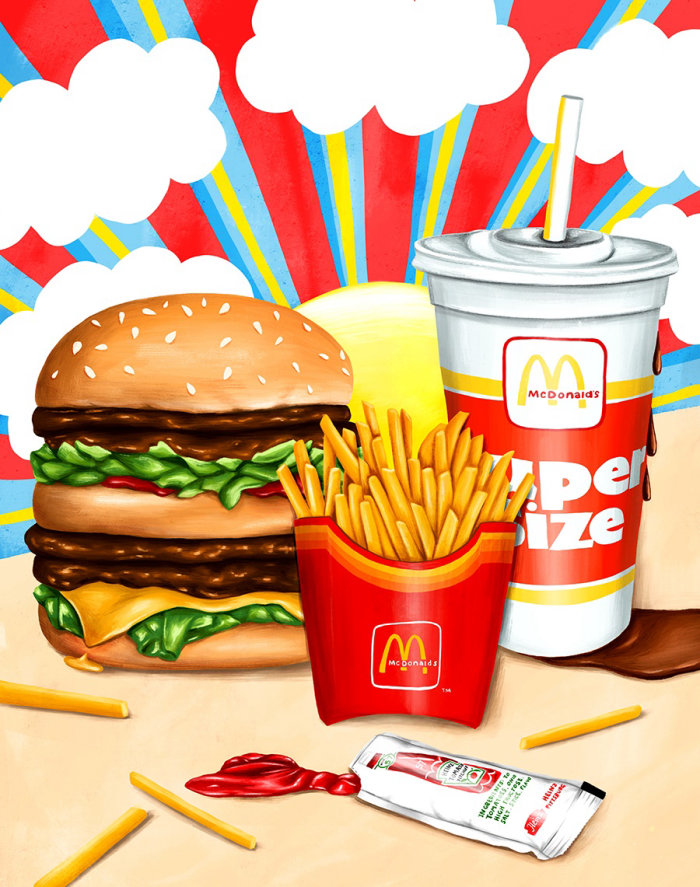 Illustration photoréaliste du repas McDonald&#39;s Burger
