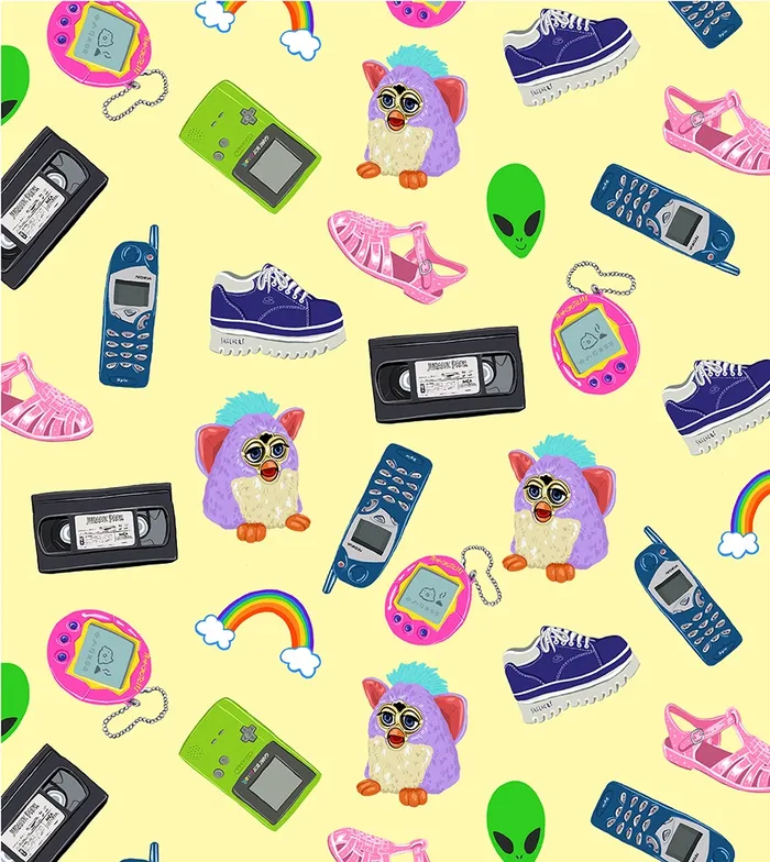 Graphic illustration of children toys 