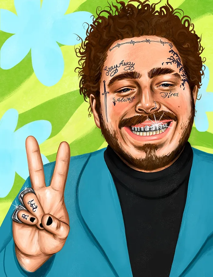 Post Malone portrait art 