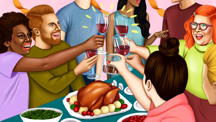 Digital painting of Thanks giving party 