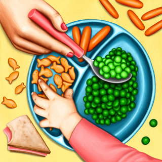 Ilustração de uma nova educação sobre o método de alimentação “divisão de responsabilidade”