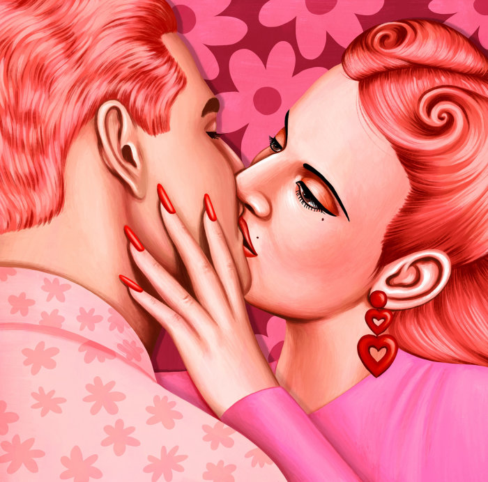 Photoréalisme du couple amoureux s&#39;embrassant