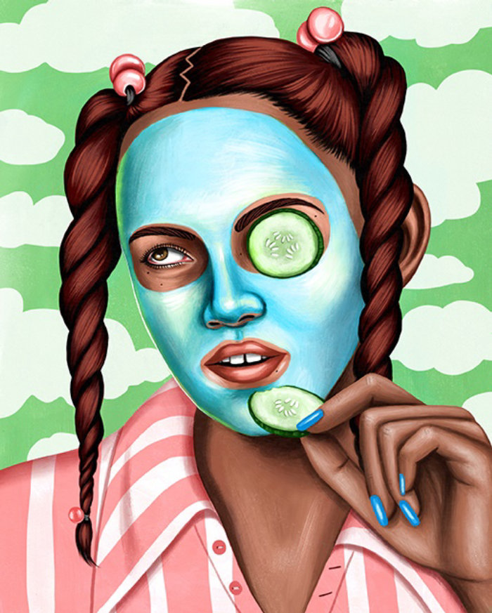 Portrait illustration of girl on makeup 