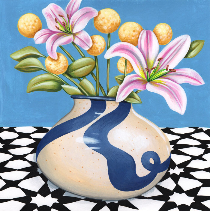 Art numérique vase à fleurs