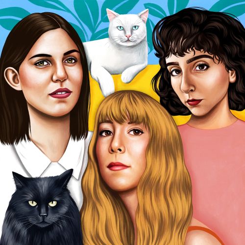 Portraiture of three friends and their cats