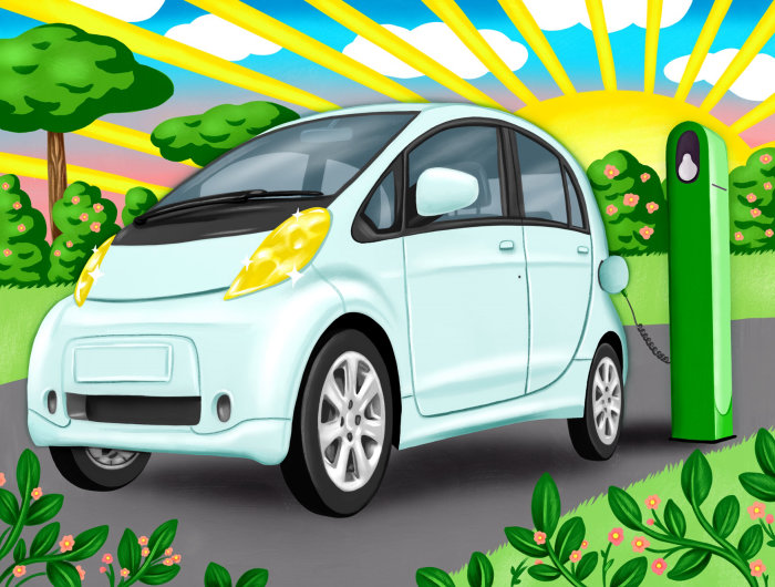 Painting of electric car charging