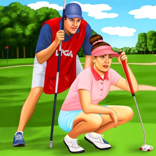 Golf player realistic painting 