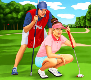 ゴルフ選手のリアルな絵画 