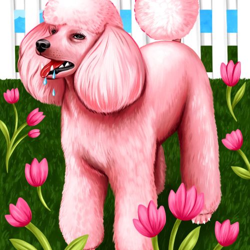 A Toy Poddle dog shown in a realistic painting
