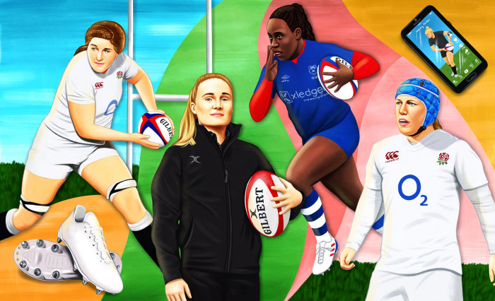 Peinture photoréaliste de joueuses de rugby pour un sport glorieux