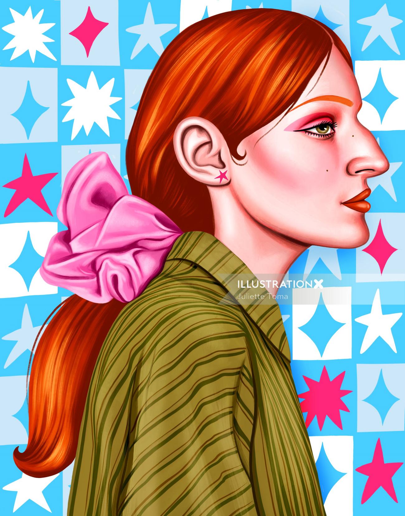 Depiction of a scrunchie girl