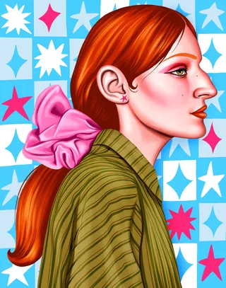 Depiction of a scrunchie girl